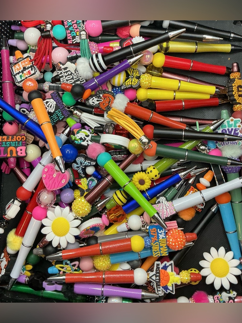 10 ASSORTED RANDOM DECORATIVE BEADED HANDMADE INK PENS FOR GROWN UPS-GREAT VALUE